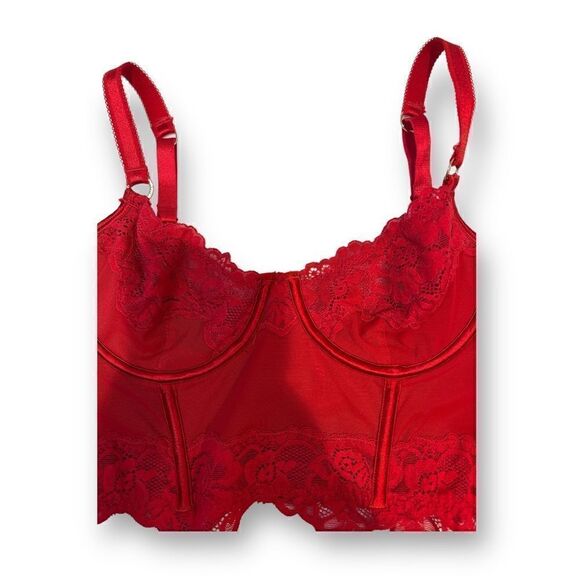Sofia Intimates by Sofia Vergara Red Lace Bustier Bra Size 34B - Picture 2 of 6